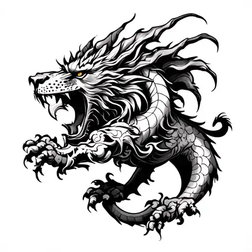 Dragon And Lion Roaring Fore Arm