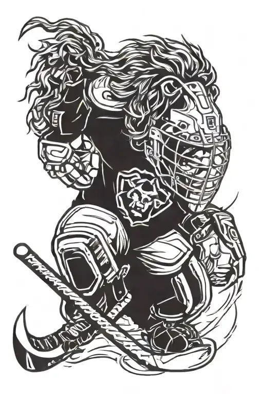 Lion In A Hockey Player's Helmet