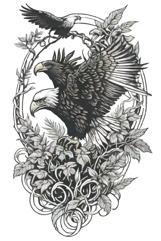 A Eagle Cascading Through A Dense Jungle