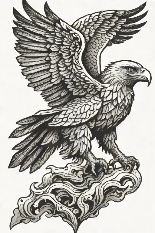 A Eagle Perched On Top