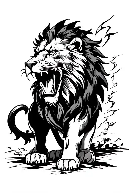A Black Lion Roaring