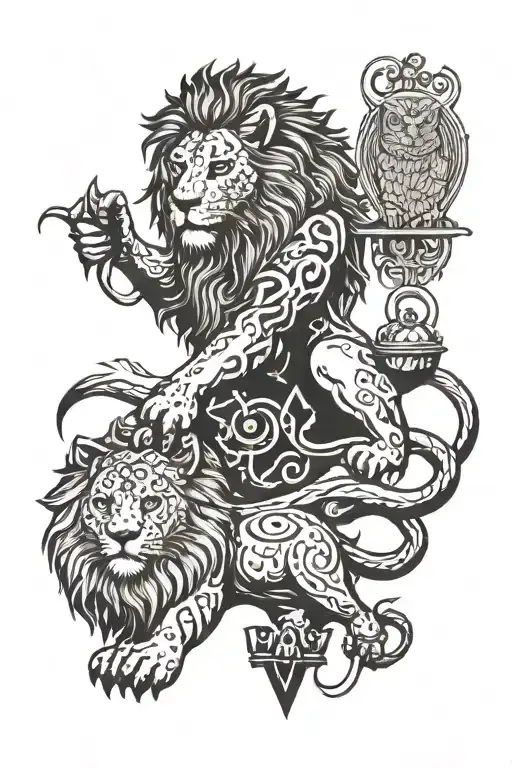 Lion Near Owl Near Anchors Near Scale Balanced
