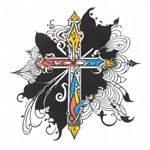 Incorporate A Stylized Rainbow Into A Cross Design Symbolizing Hope And Diversity