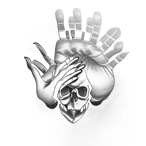 Skull Hand On Palm Of Hand