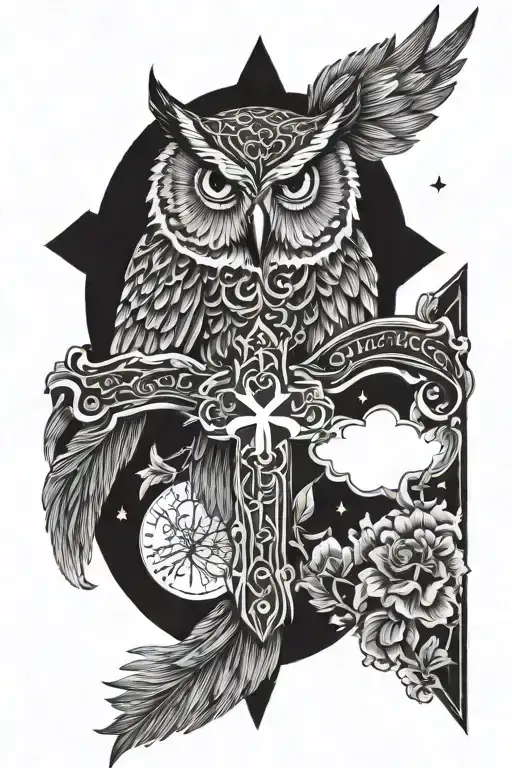 Bible Verse With A Cross And A Owl And Moon