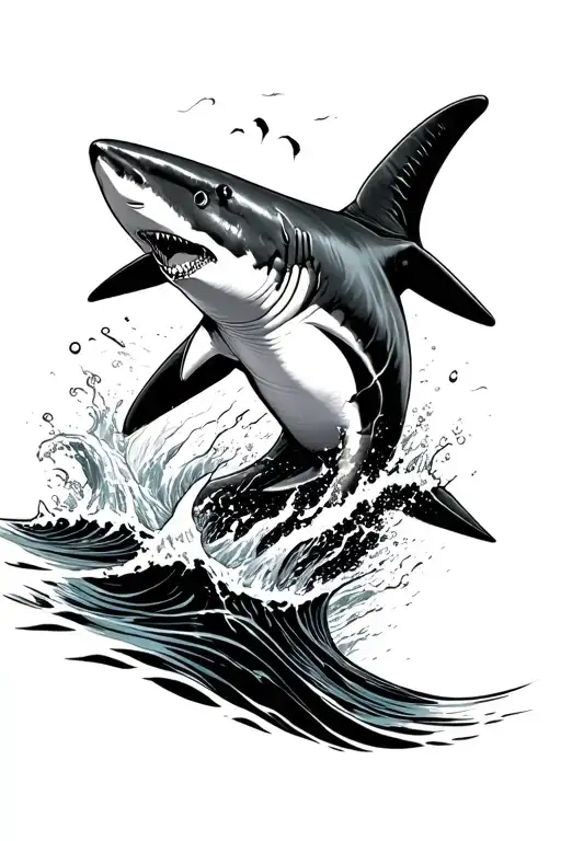 Shark Breaching Ocean Surface