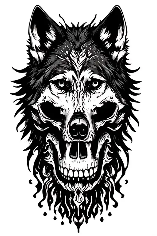 Skull And Wolf