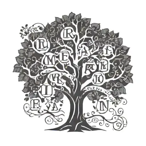 A Family Tree Intertwined With Letters Representing Each Family Member's Name