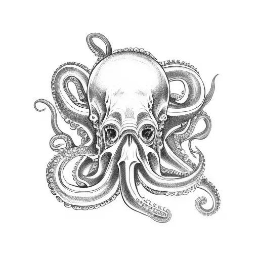 Octopus Crawling Over Emotive Skulls And Roses