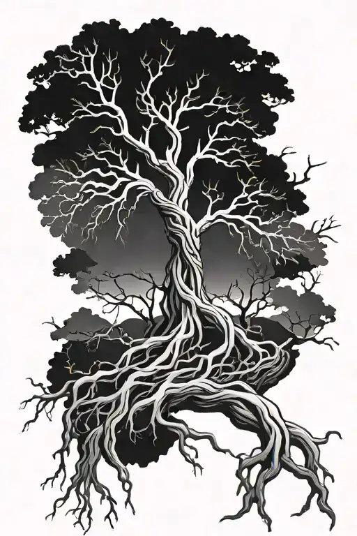 Tree Roots Twisting Down Forearm Tattoo Design