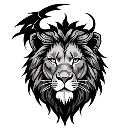 Lion Head And Warrior