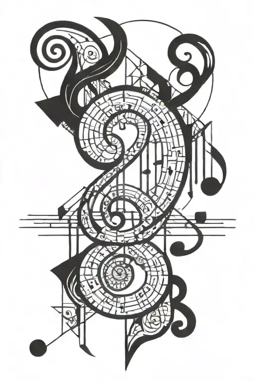 Incorporate Musical Notes Into A Geometric Aries Symbol