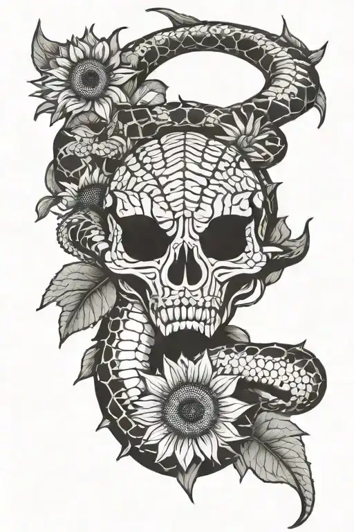 Rattlesnake With Tooled Leather Sunflowers In Empty Space