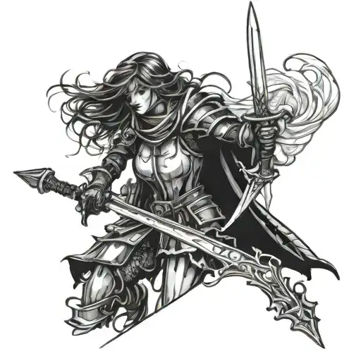 Dark Fantasy Female Knight Holding A Sword