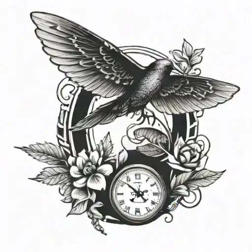 Dove And Roman Numerals With A Dragonfly Hovering