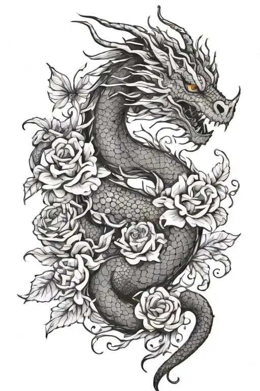 Dragon With Flowers