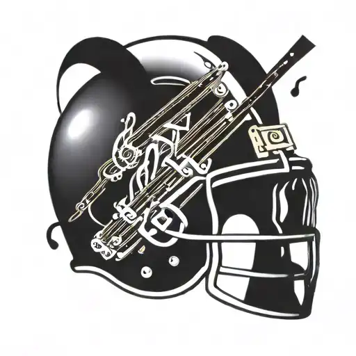 A Stylized Football Helmet With Musical Notes Incorporated Into The Design