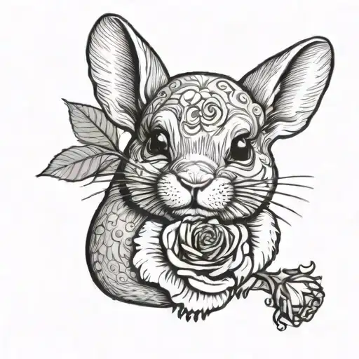 Chinchilla Holding A Rose
