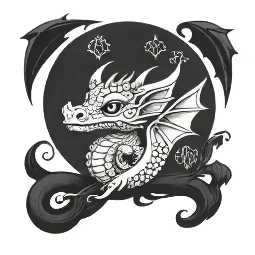 A Baby Dragon Wrapped Around A Kyranjay Logo