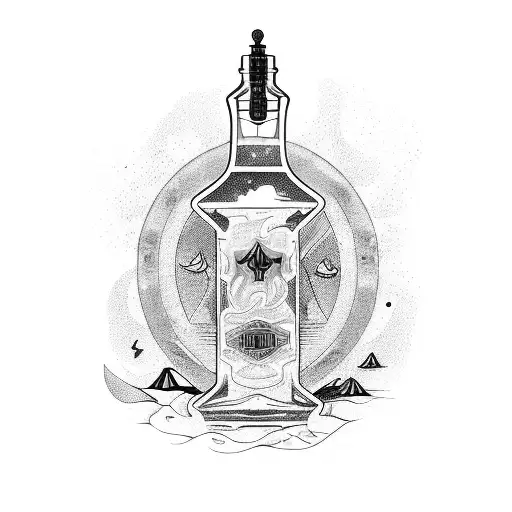 Rum Bottle With Beach Inside