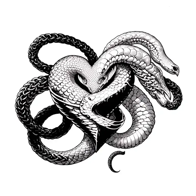 Coiled Serpent Chain Heart