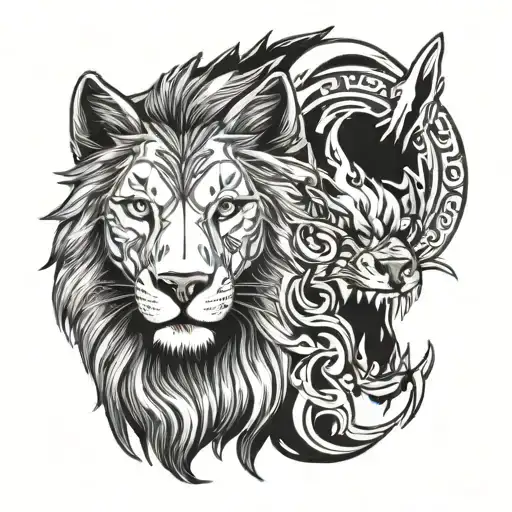 Lion An Wolf Half