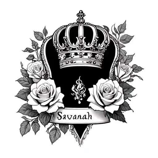 Queens Crown And Roses Surrounding With Name Savannah In It