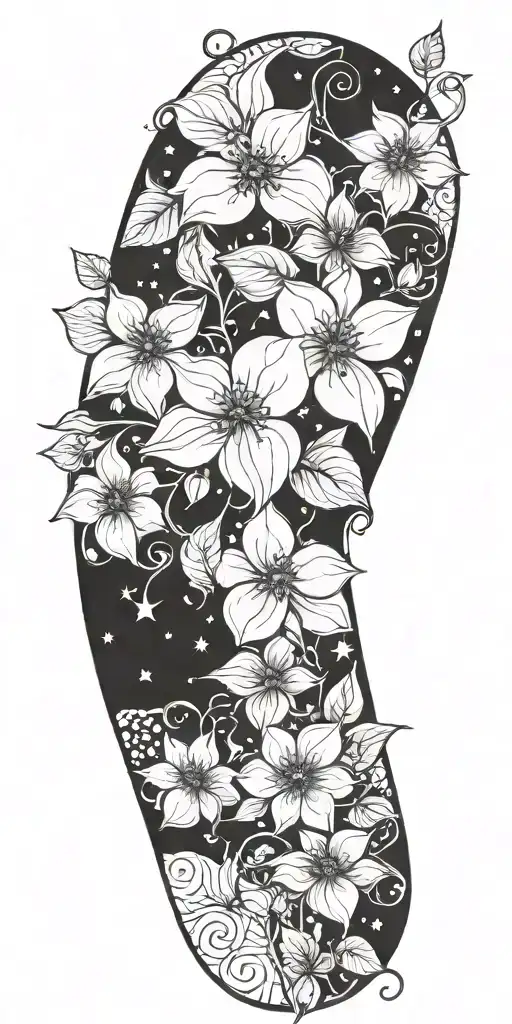 Flowers On Vines And Stars