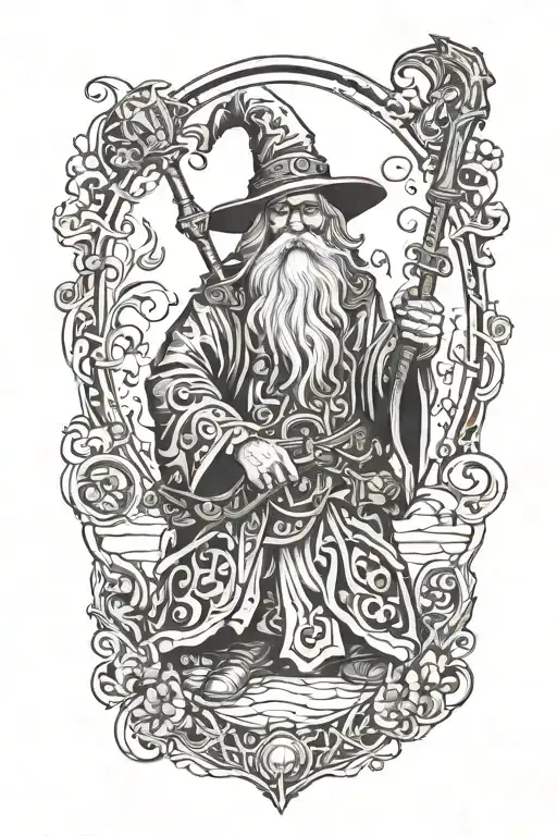 Wizard Holding A Staff And An M4 Assault Rifle