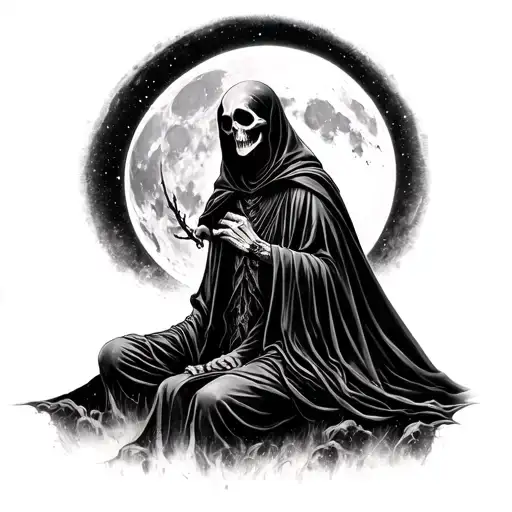 Grim Reaper Coprate Twist Full Body Moon Background