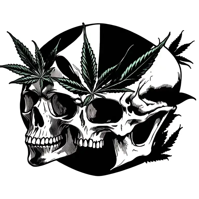 Marijuana Leaf Morphing Skull