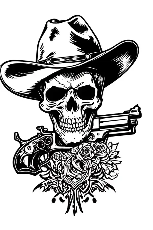 Cowboy Skull With Gun