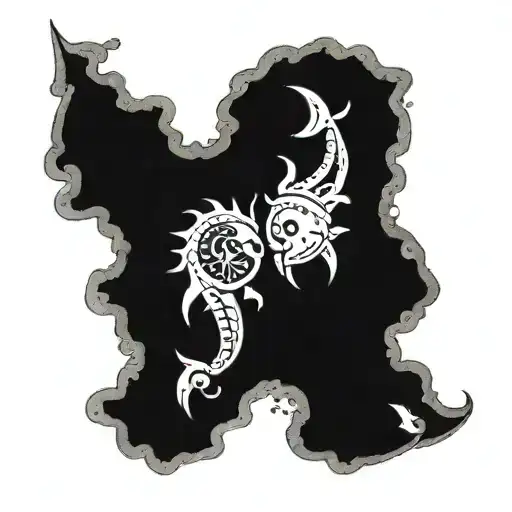 A Tattoo Design Combining The Symbols Of Scorpio And Pisces In A Celestial Theme