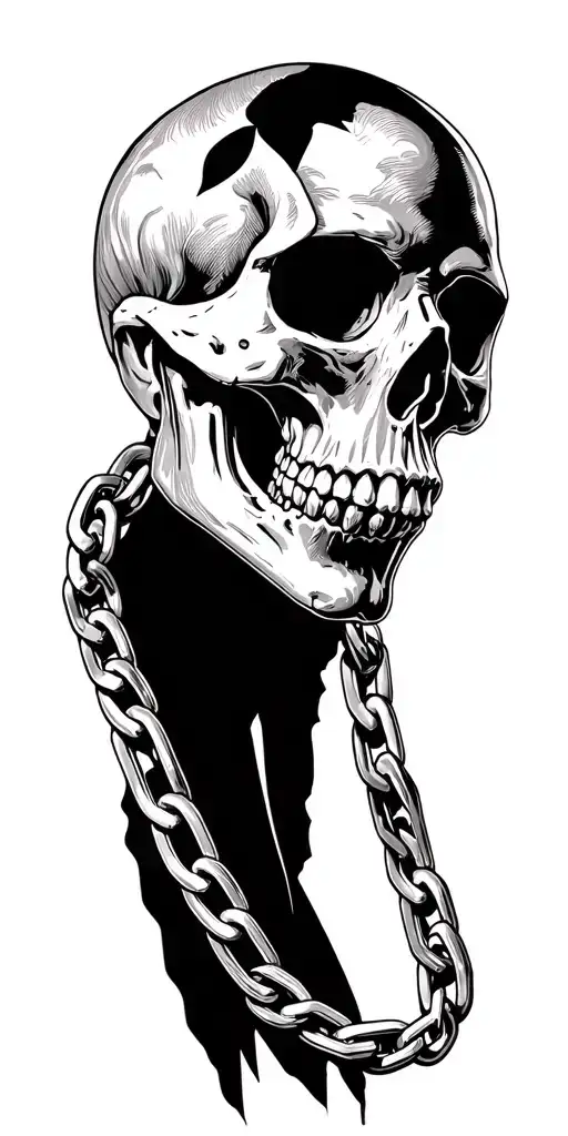 Chain Linked To Skull Wearing Playboy