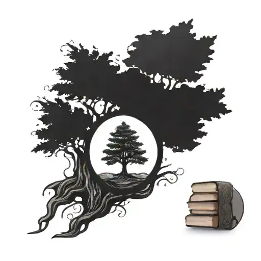 Tree Coming From Book And Gem Stone