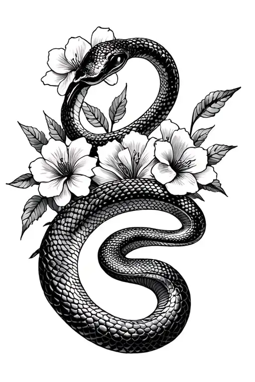 Snake And Flowers