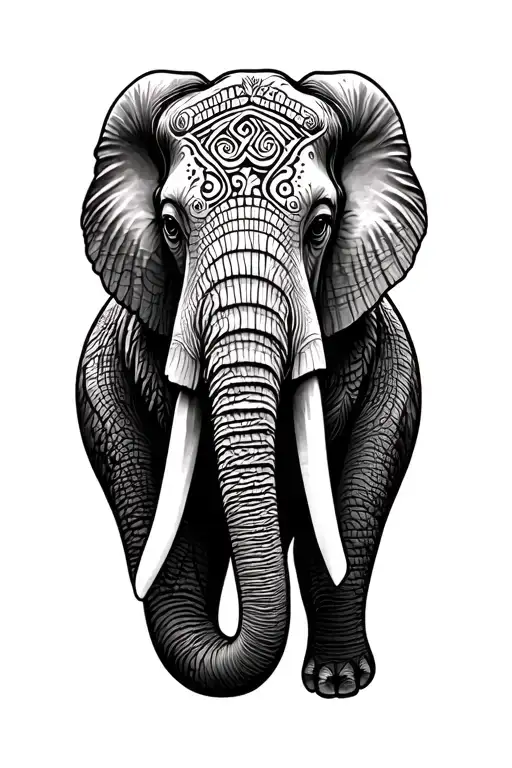 African Elephant Head Surrounded