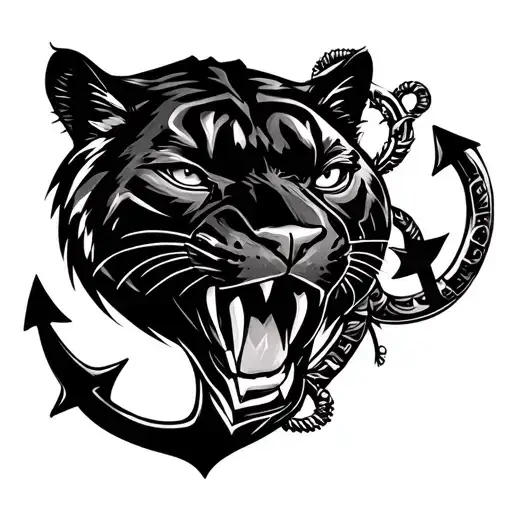 Black Panther And Anchor Design