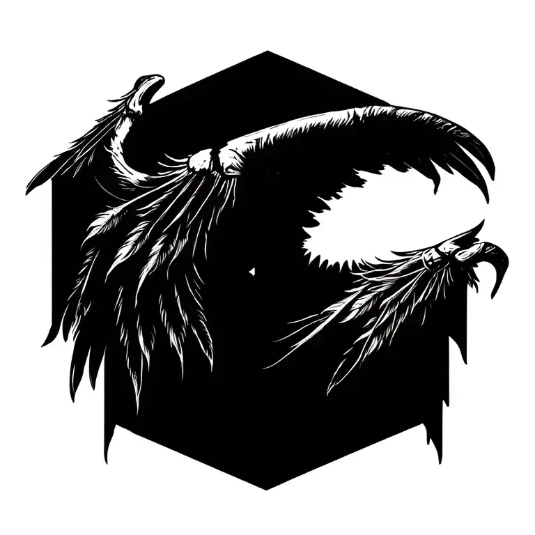 Broken Angle Wing With Bones And Feathers Hanging