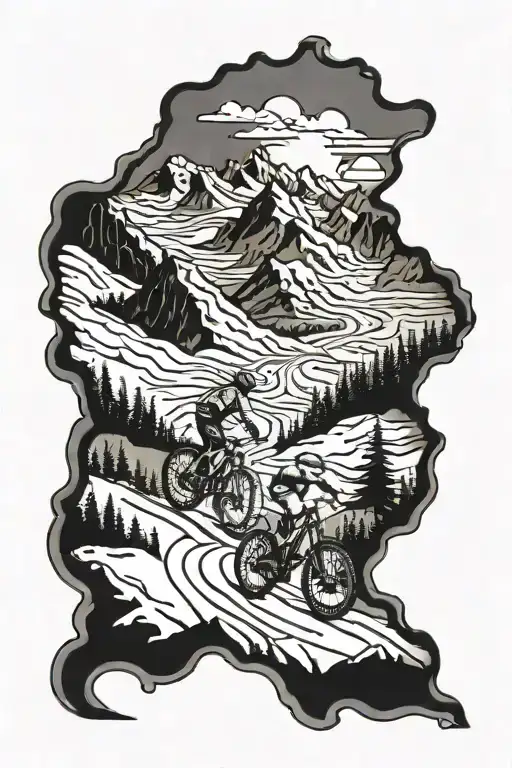 Mountain Bike Trail Winding Through A Snowy Mountain Landscape