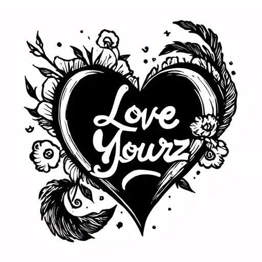 A Heart With The Words Love Yourz Through It