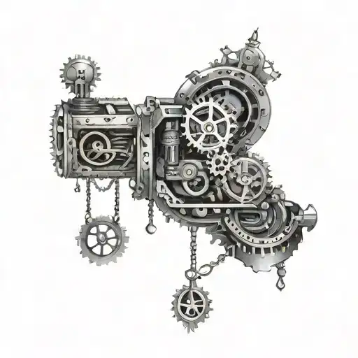 An Intricate Mechanical Music Box With Gears And Musical Notes Intertwined