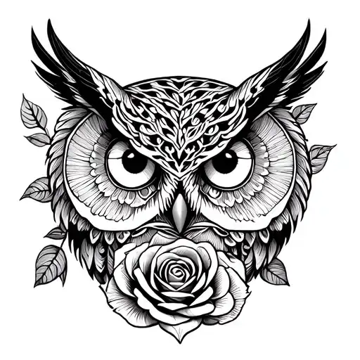 Owl And Roses