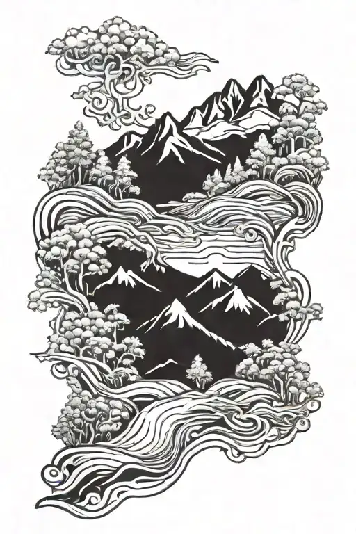 Mountain River Flowing