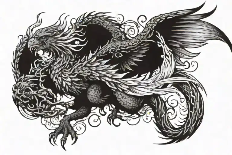 Pheonix Fighting A Dragon Upper Arm Sleeve