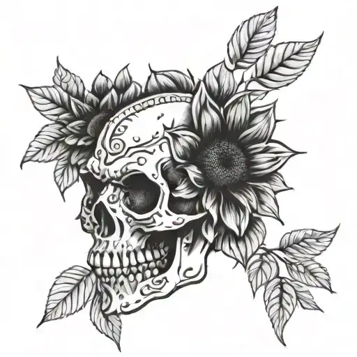 Skull Roses Sunflower