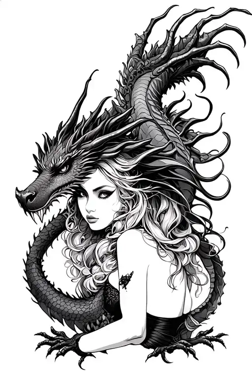 Dragon And Sexy Girls