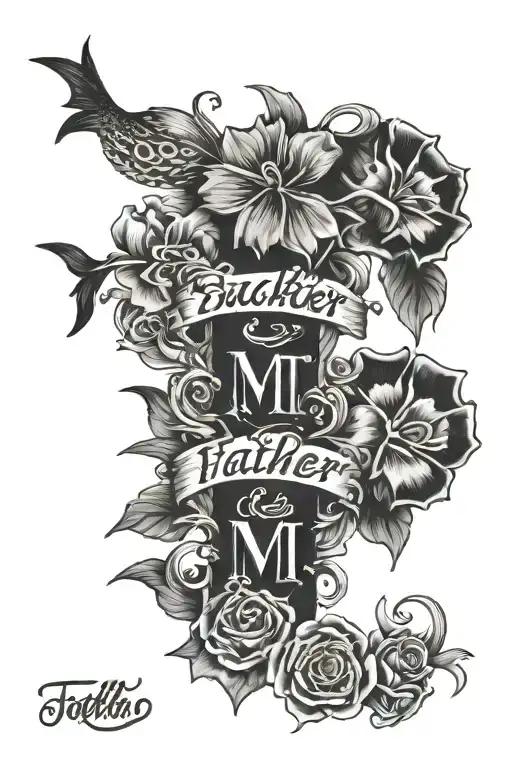 Text Tattoo Combine Mt Father And Mother Name Written