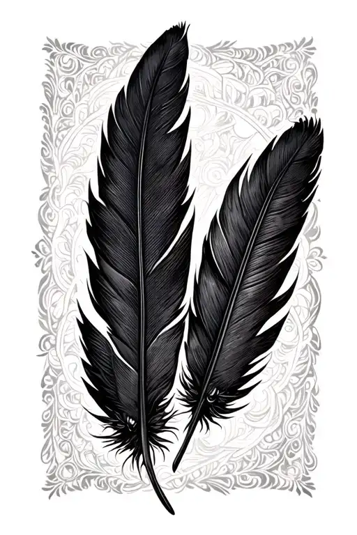 Two Black Crow Feathers