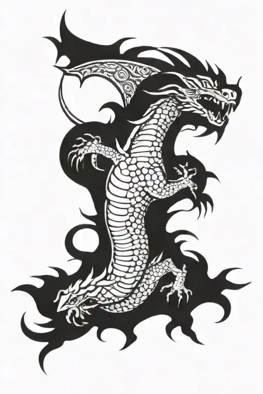 Moon And Dragon Flying